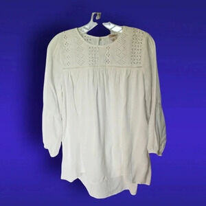 Merona flowy long sleeve blouse size M white